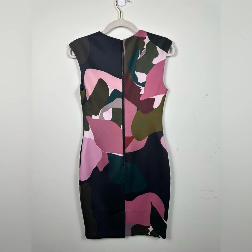 Ted Baker Maple Swirl Pencil Dress Size 2/Medium Pink Green EUC - Picture 5 of 7